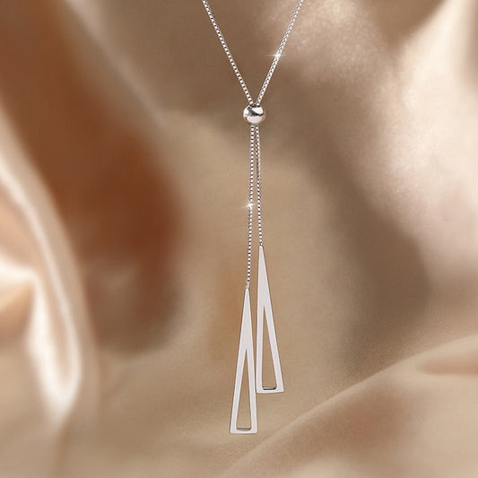 925 スターリングシルバー 幾何学的三角形ネックレス 女性用 調節可能な鎖骨チェーンネックレス ジュエリー ギフト S-N752 